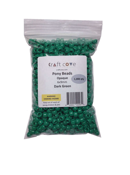 Pony Beads Dark Green 6x9mm