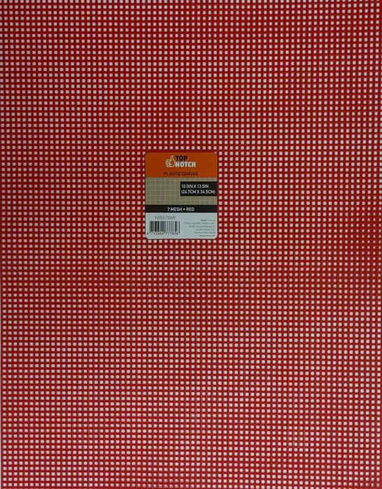 7 Mesh Plastic Canvas Red 10.5 x 13.5 inch Single Sheet