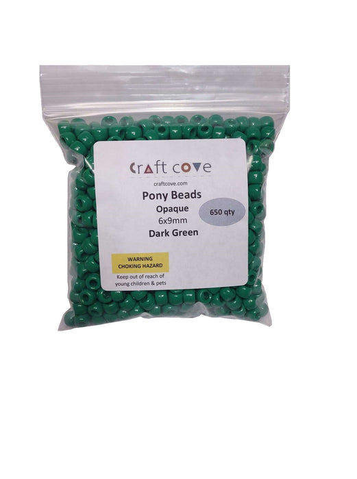 Pony Beads Dark Green 6x9mm