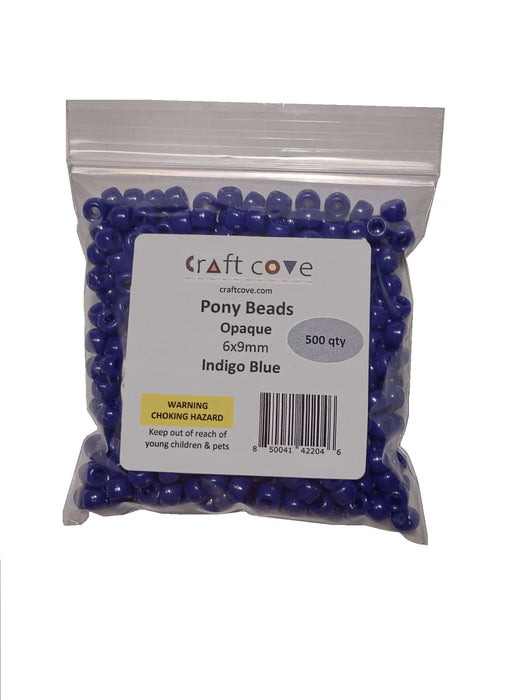 Pony Beads Indigo Blue 6x9mm