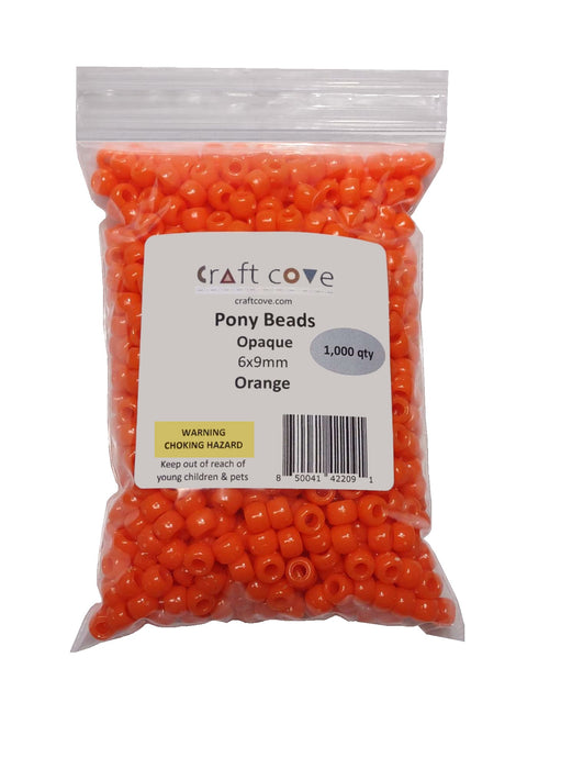 Pony Beads Orange 6x9mm