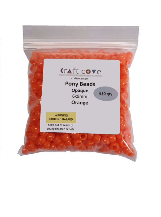 Pony Beads Orange 6x9mm