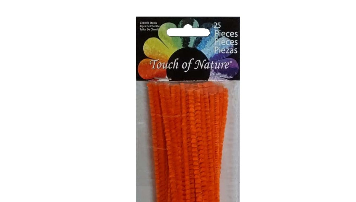 Chenille Pipe Cleaner Stems Orange 6x9mm 12 in