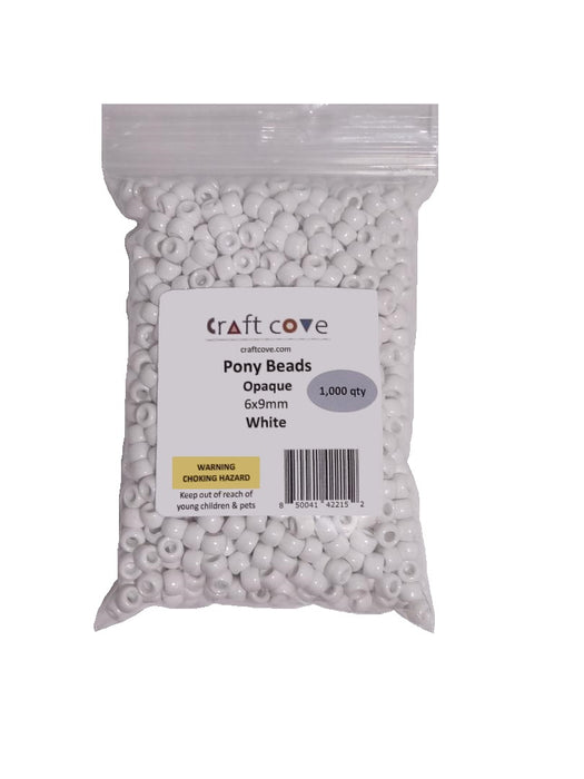 Pony Beads White 6x9mm