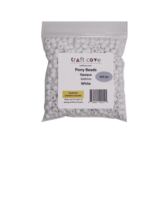 Pony Beads White 6x9mm