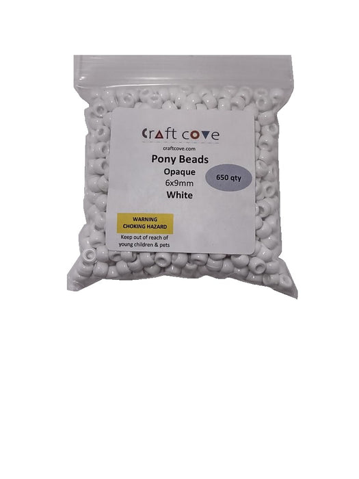 Pony Beads White 6x9mm