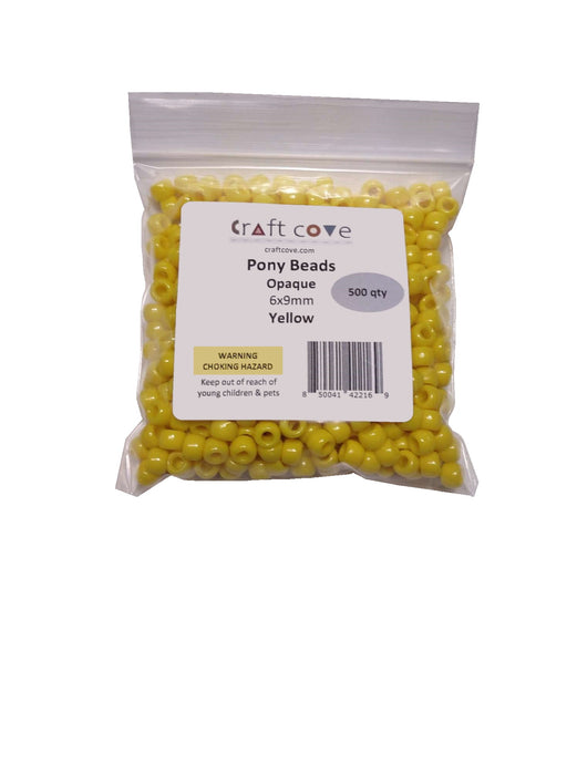 Pony Beads Yellow 6x9mm