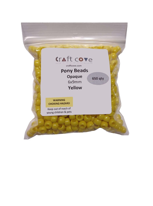 Pony Beads Yellow 6x9mm