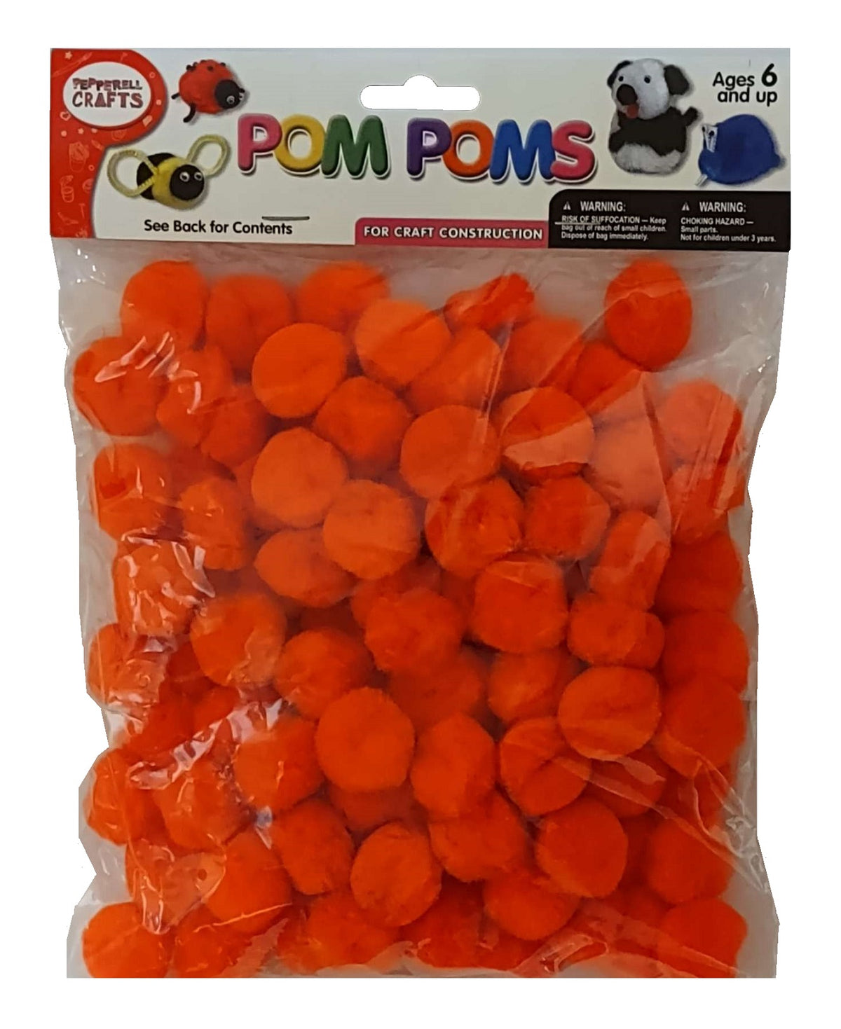 1/2 inch Orange Mini Craft Pom Poms 100 Pieces