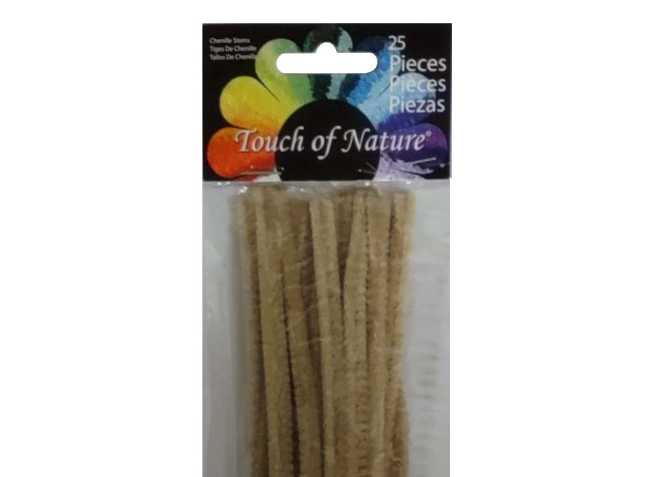 Chenille Pipe Cleaner Stems Beige 6x9mm 12 in