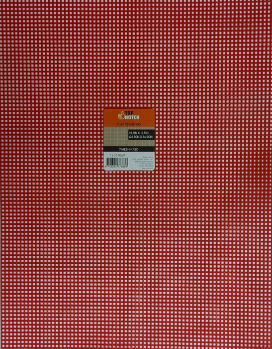 7 Mesh Plastic Canvas Red 10.5 x 13.5 inch Single Sheet
