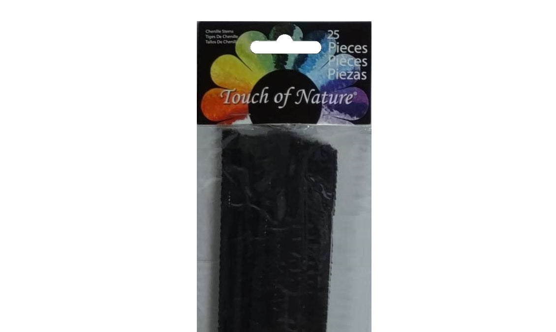 Chenille Pipe Cleaner Stems Black 6x9mm 12 in