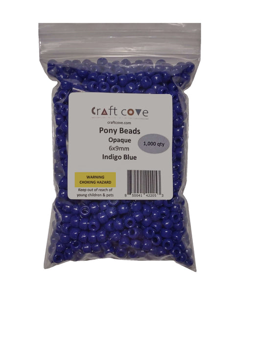 Pony Beads Indigo Blue 6x9mm