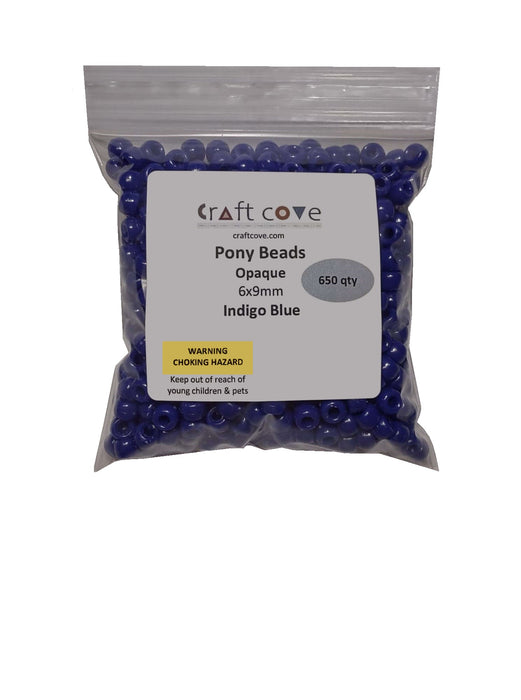 Pony Beads Indigo Blue 6x9mm