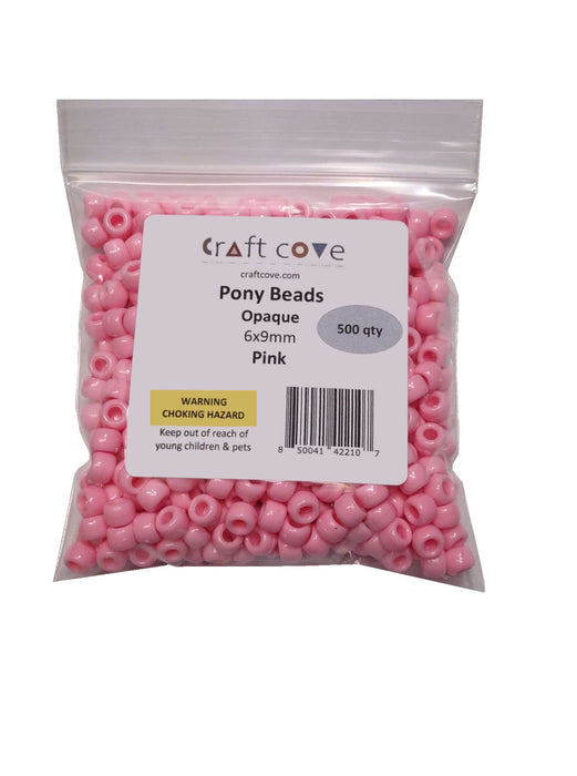 Pony Beads Pink 6x9mm