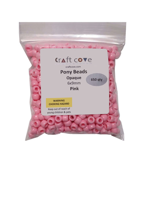 Pony Beads Pink 6x9mm