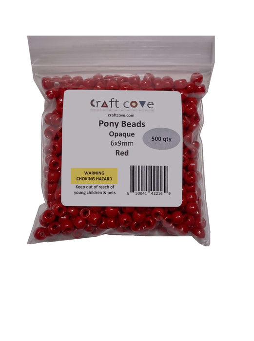 Pony Beads Red 6x9mm
