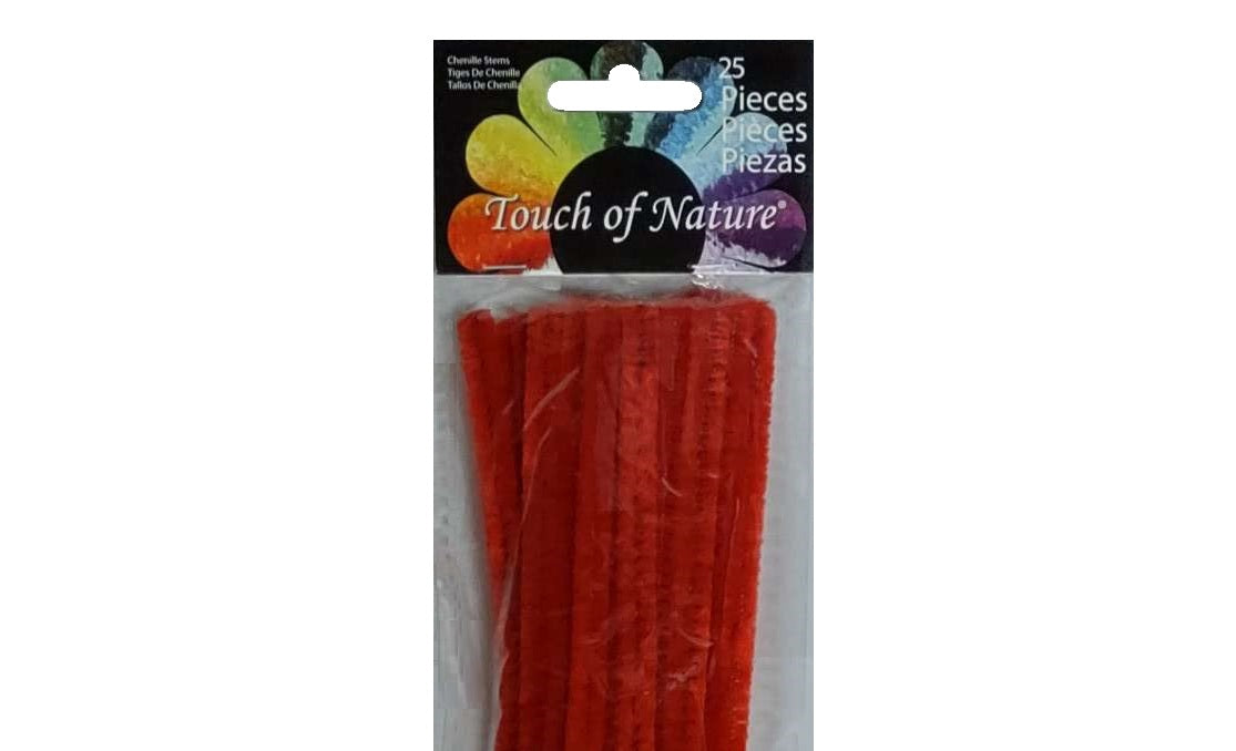 Chenille Pipe Cleaner Stems Red 6x9mm 12 in