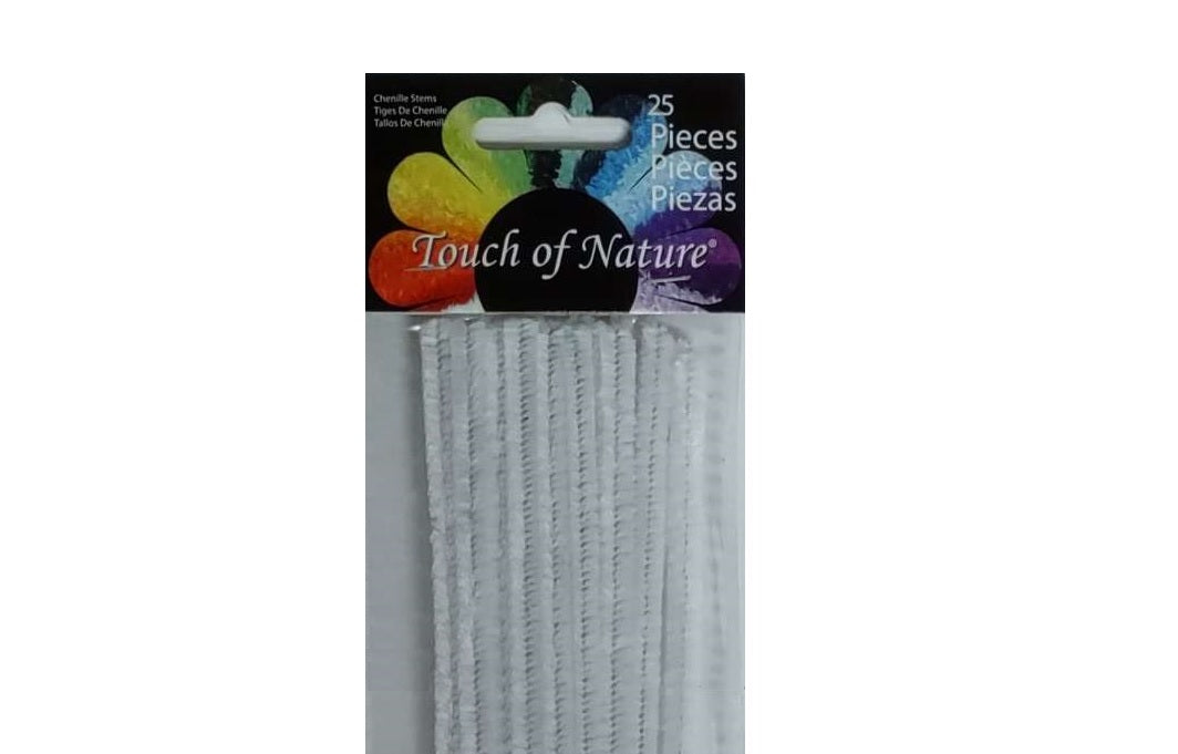 Chenille Pipe Cleaner Stems White 6x9mm 12 in