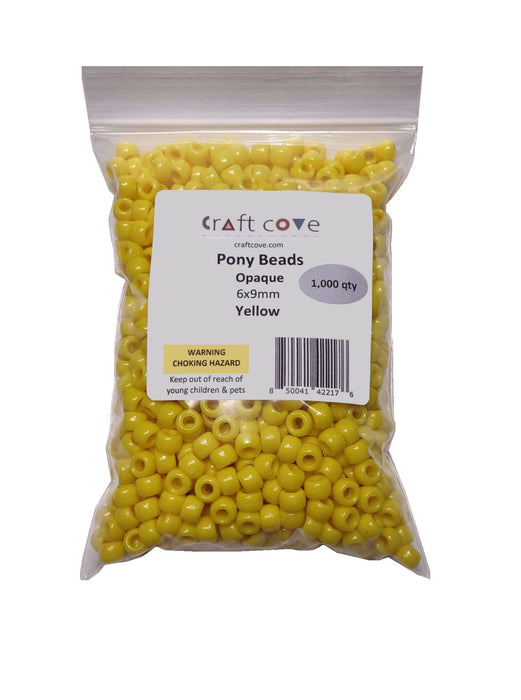Pony Beads Yellow 6x9mm