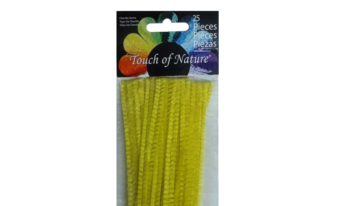 Chenille Pipe Cleaner Stems Yellow 6x9mm 12 in
